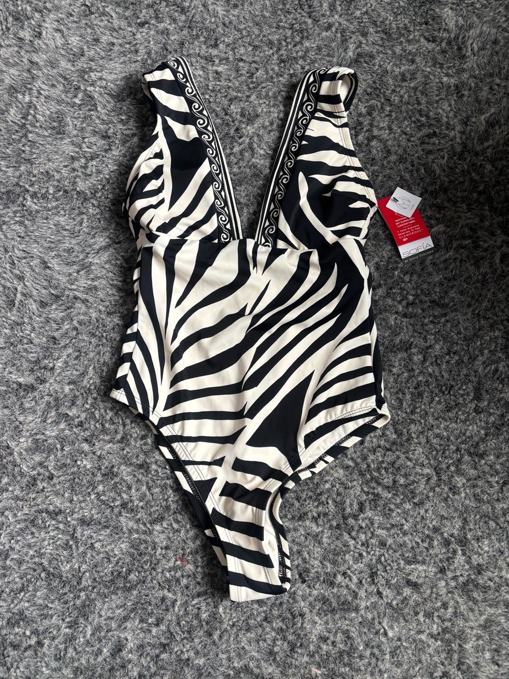 Sofia black & white zebra print one piece swimsuit